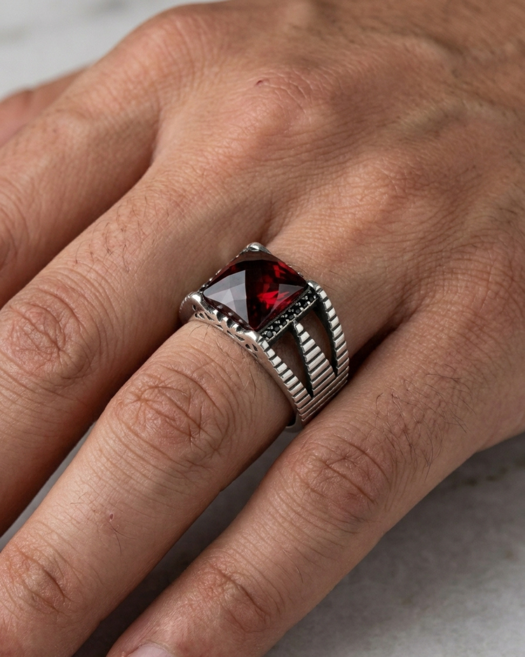 Imperial Ruby Pillar Signet Ring