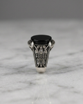 Obsidian Talon Marcasite Signet Ring
