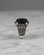 Obsidian Talon Marcasite Signet Ring