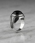 Royal Obsidian Hammered Signet Ring