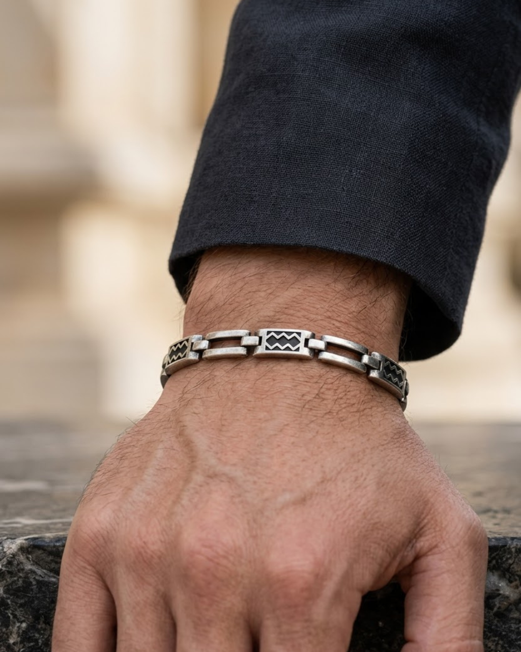 Geometric Bar Bracelet Sterling Silver