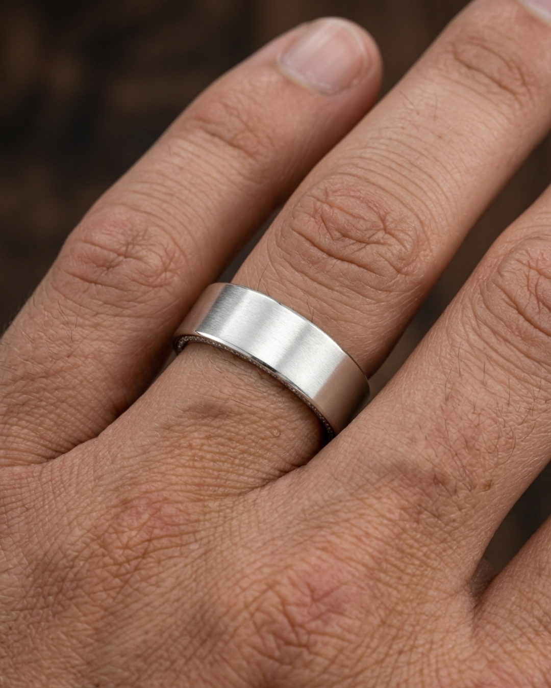 Sleek Matte Silver Men’s Dibla Ring