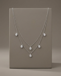 Pear Cut Layered Charm Necklace Sterling Silver