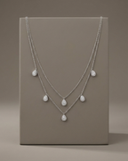 Pear Cut Layered Charm Necklace Sterling Silver