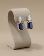 Sapphire Stud Earrings Sterling Silver