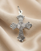 925 Sterling Silver Diamond Cut Ornate Cross Pendant