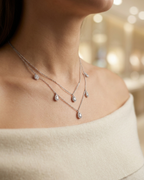 Pear Cut Layered Charm Necklace Sterling Silver