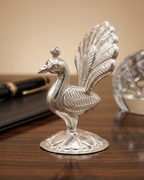 Regal Plume Peacock Silver Showpiece