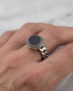 Onyx Curb Link Signet Ring