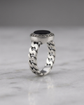 Onyx Curb Link Signet Ring