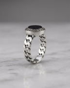 Onyx Curb Link Signet Ring