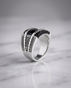 Vanguard Obsidian Segmented Signet Ring