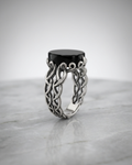 Sovereign Obsidian Lattice Signet Ring