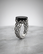 Sovereign Obsidian Lattice Signet Ring