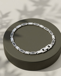 Geometric Bar Link Men's Bracelet Sterling Silver