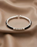 Black Beaded Nazariya Baby Bangle Sterling Silver