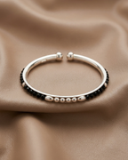 Black Beaded Nazariya Baby Bangle Sterling Silver