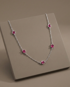 Oval Station Necklace Sterling Silver