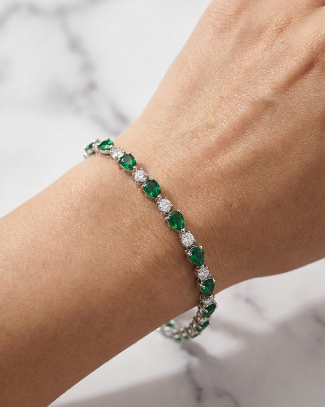 Emerald Heart Alternating Bracelet