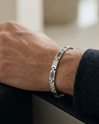 Geometric Bar Link Men's Bracelet Sterling Silver