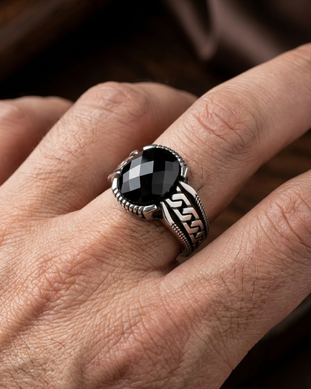 Onyx Pebble Guard Ring