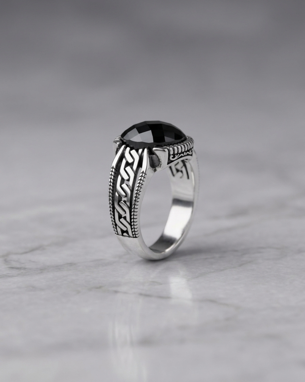 Onyx Pebble Guard Ring