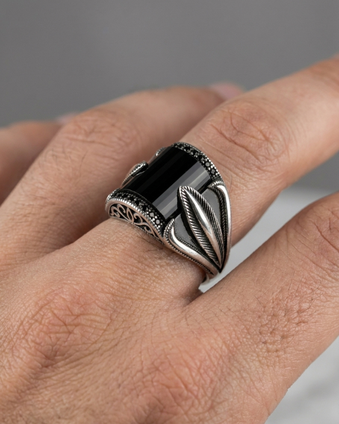 Sovereign Obsidian Plumage Ring