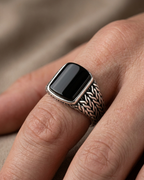 Sovereign Obsidian Braided Signet Ring