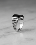 Sovereign Obsidian Braided Signet Ring