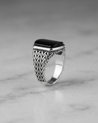 Sovereign Obsidian Braided Signet Ring