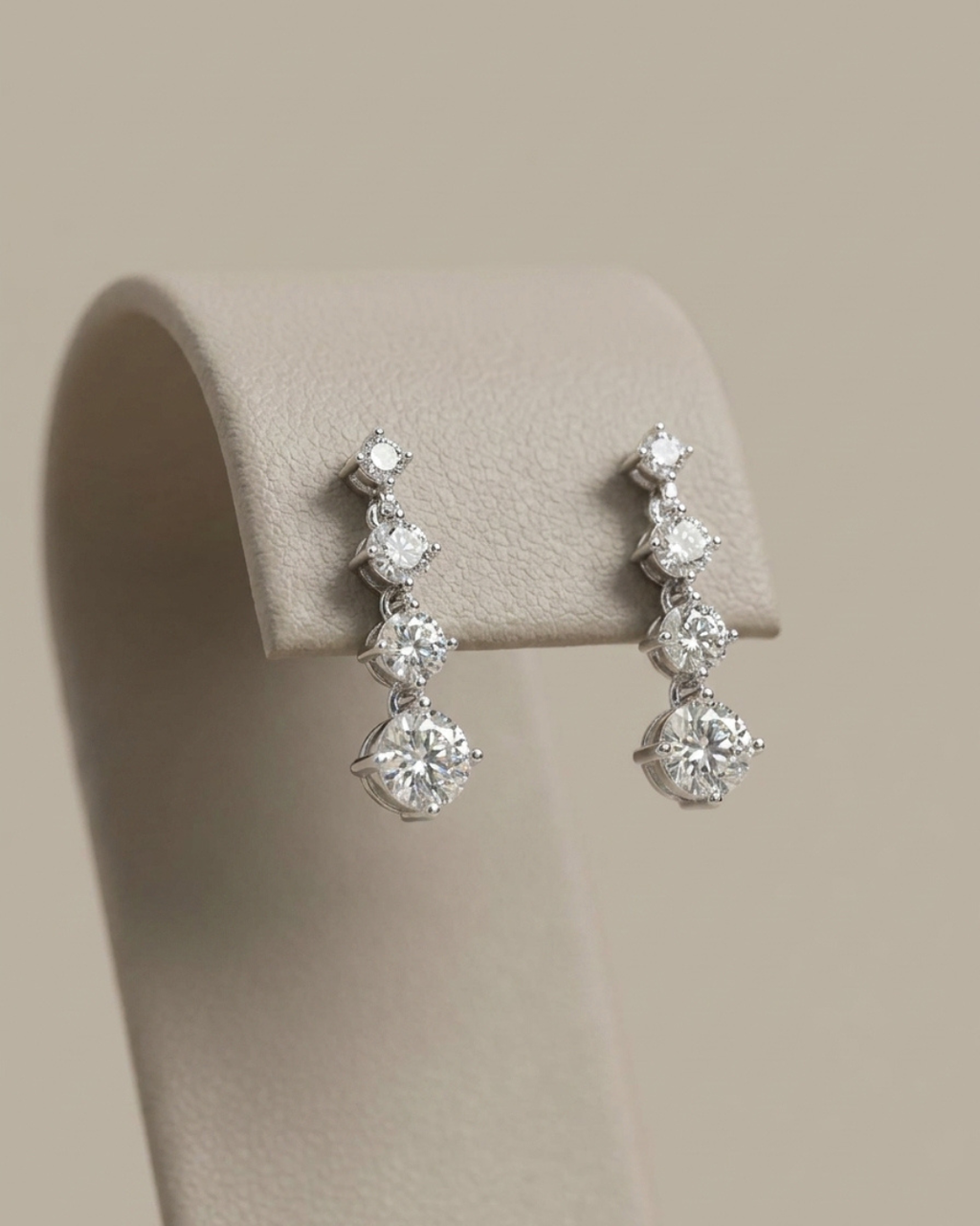 Round Cut Drop Stud Earrings Sterling Silver