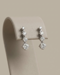 Round Cut Drop Stud Earrings Sterling Silver