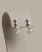 Round Cut Drop Stud Earrings Sterling Silver