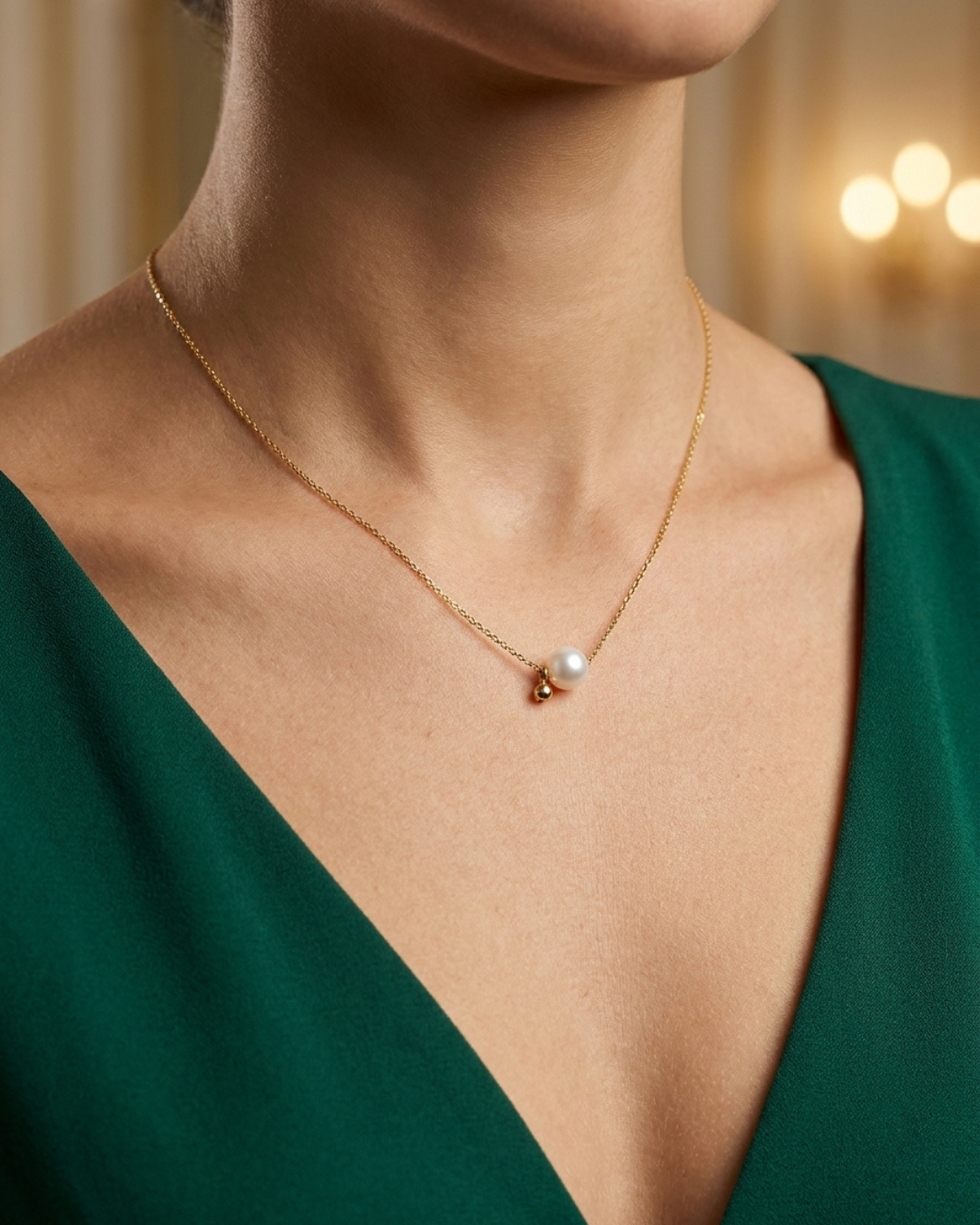 Pearl Charm Women's Necklace Gold Plated