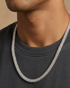 Woven Mesh Chain Necklace Sterling Silver