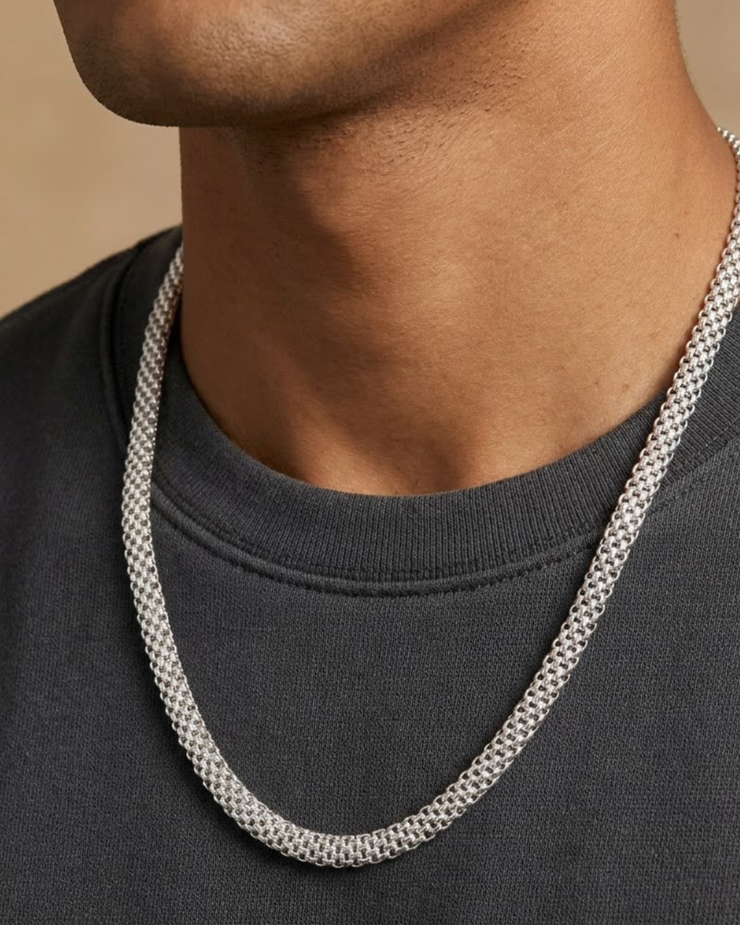 Woven Mesh Chain Necklace Sterling Silver