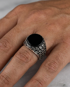 Onyx Raindrop Artisan Signet Ring