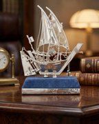 Majestic Voyage Silver Ship Showpiece