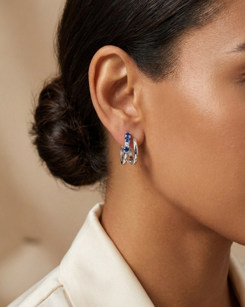 Double Stud Earrings Sterling Silver