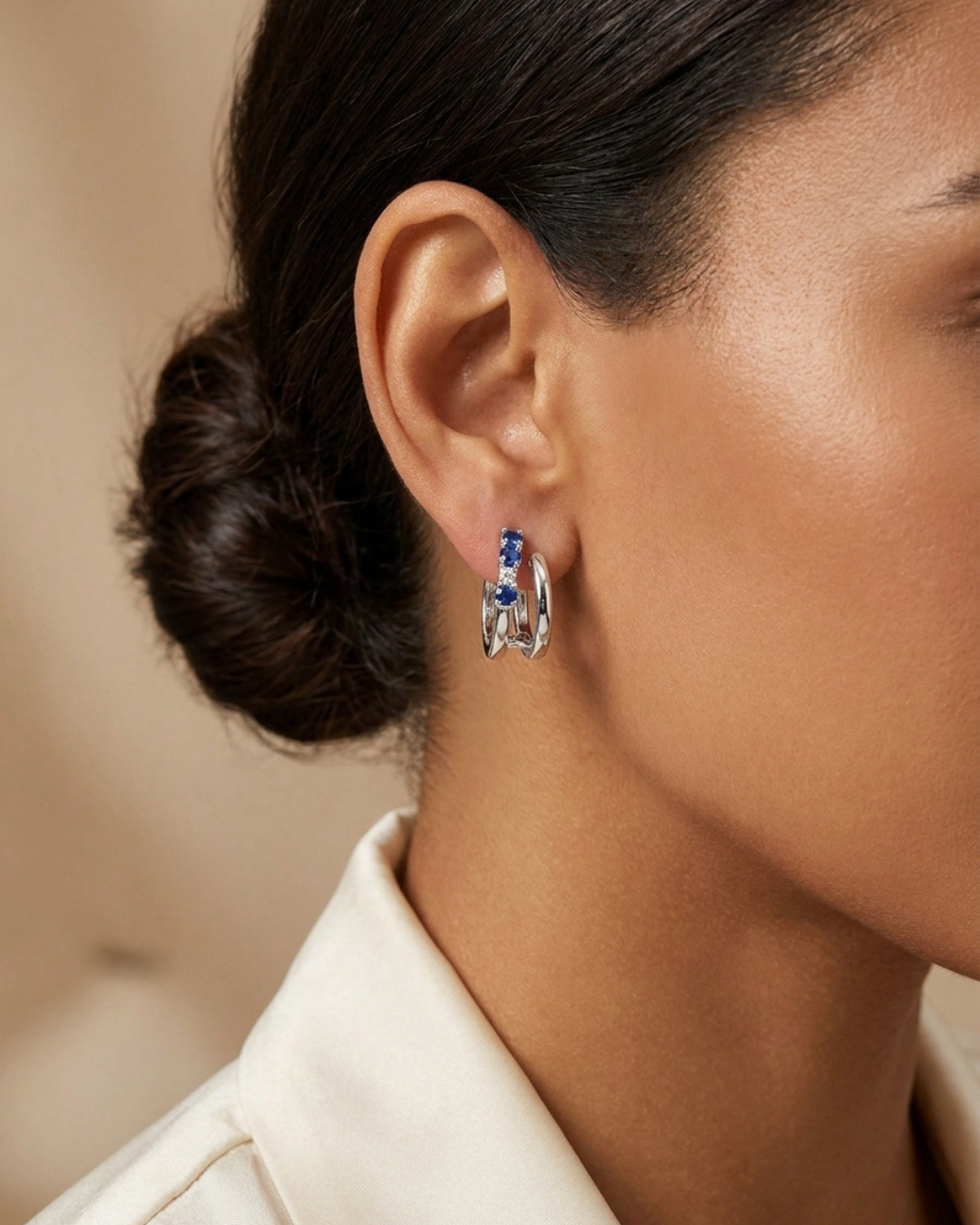 Double Stud Earrings Sterling Silver