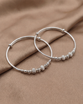 Textured Bead Bangle Sterling Silver