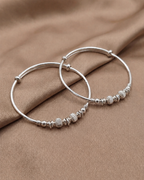 Textured Bead Bangle Sterling Silver