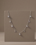 Floral Crystal Dangle Necklace Sterling Silver