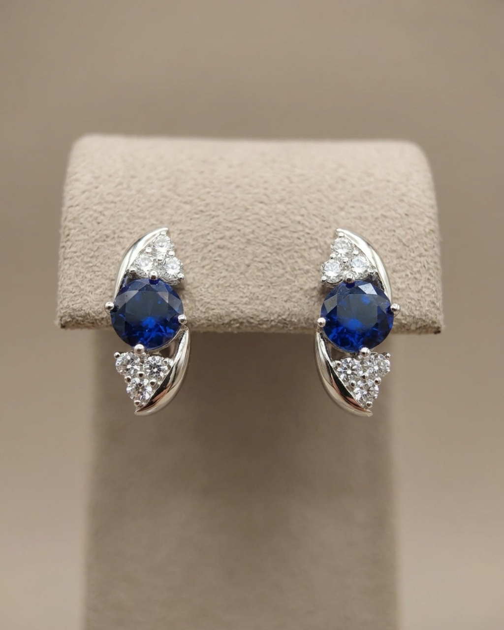 Sapphire Stud Earrings Sterling Silver