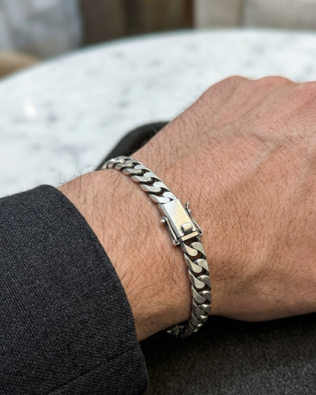 Oxidized Curb Bracelet Sterling Silver