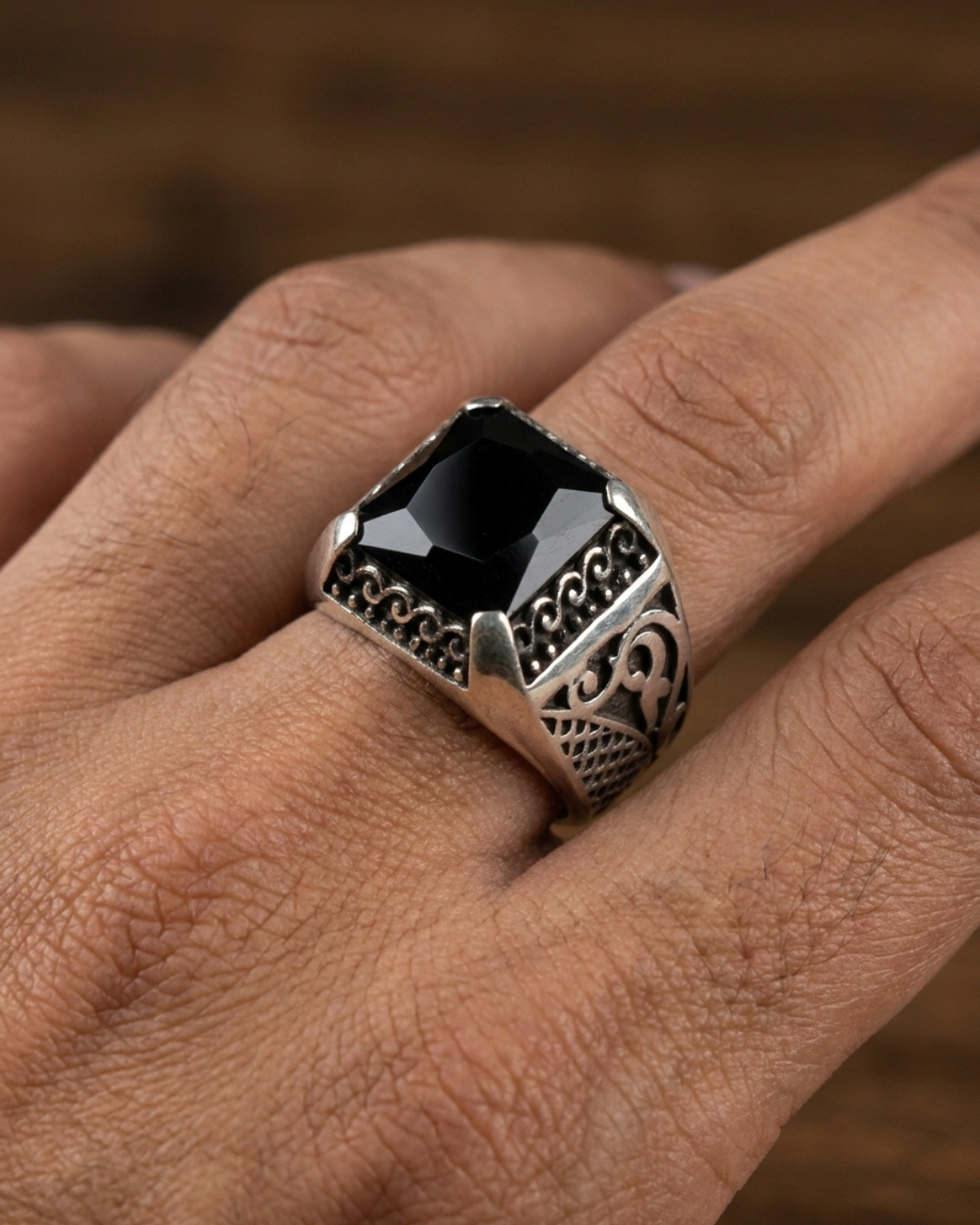 Onyx Citadel Filigree Ring