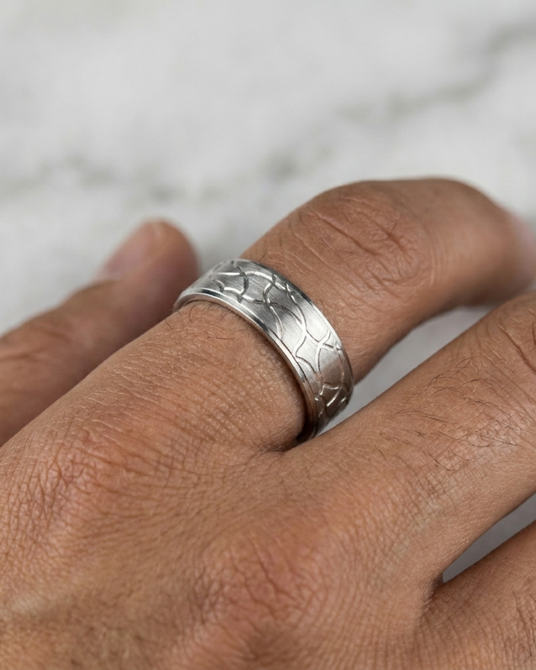Woven Texture Silver Men’s Dibla Ring