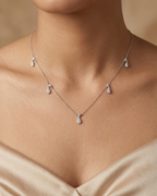 Pear Cut Charm Necklace Sterling Silver