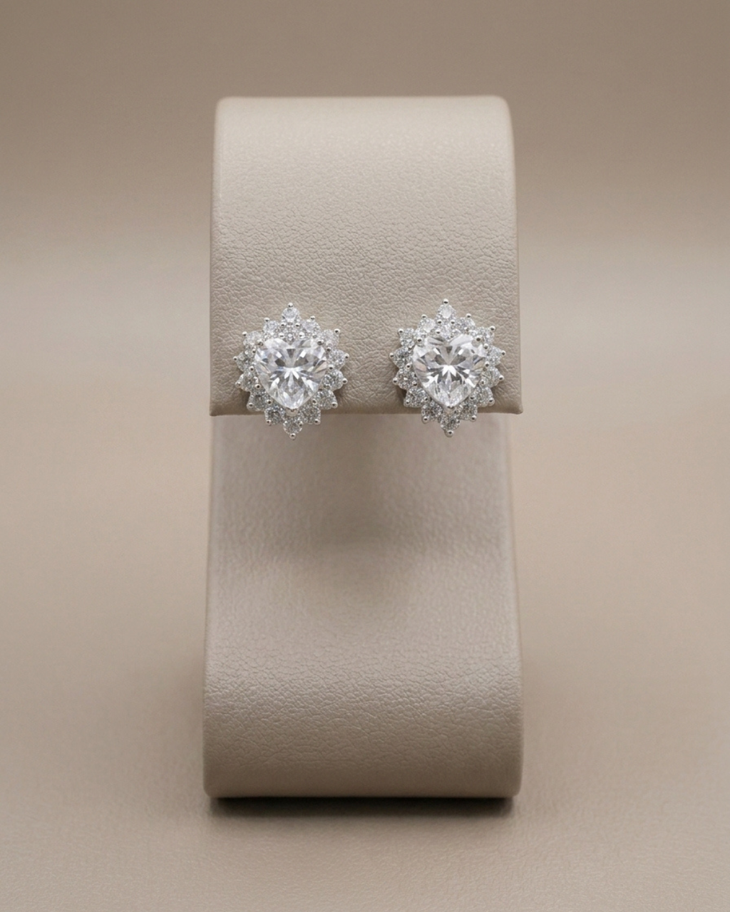 Heart Halo Studs Earring Sterling Silver