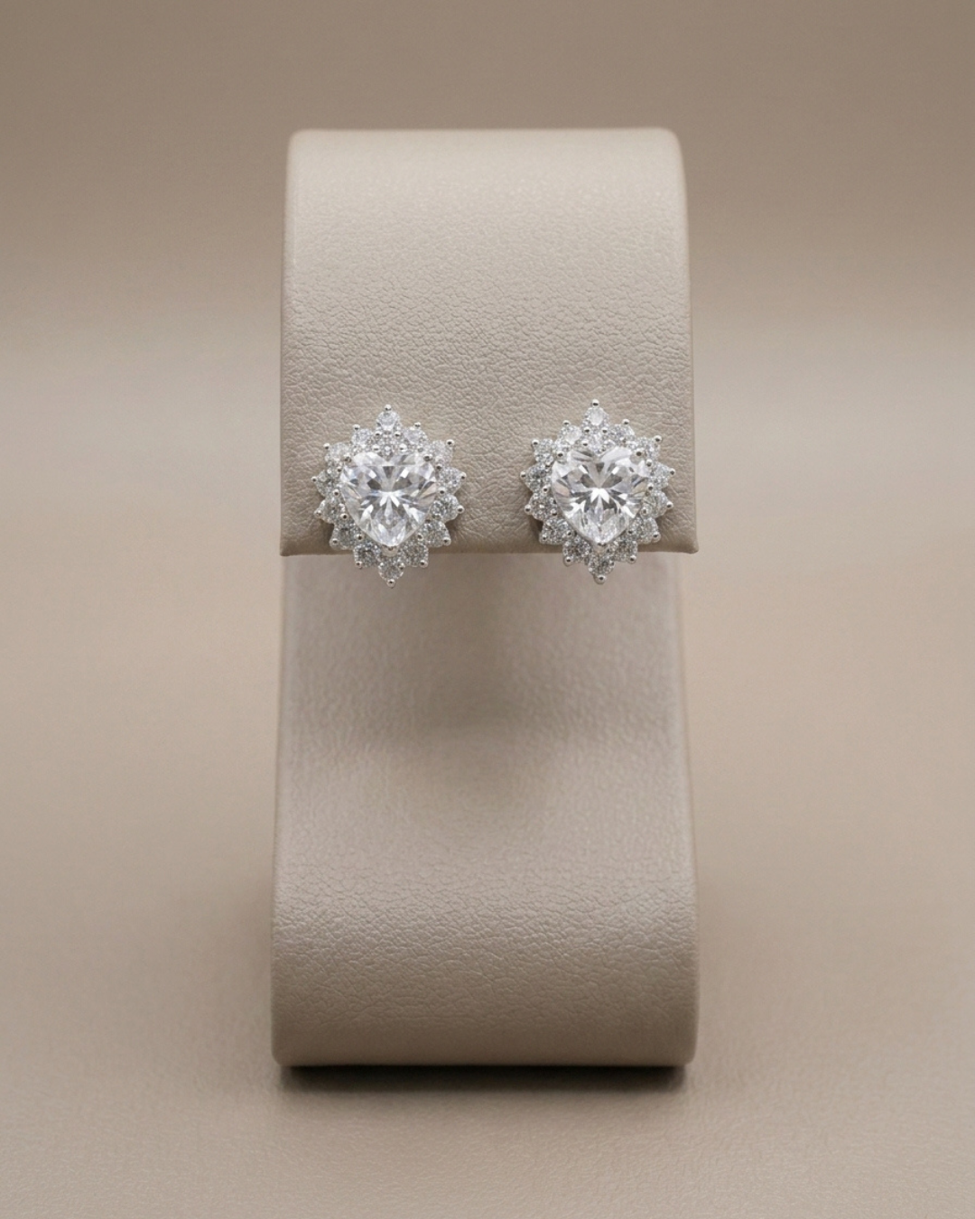 Heart Halo Studs Earring Sterling Silver